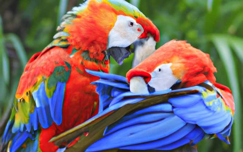 Die Beschäftigung von Ara Papageien