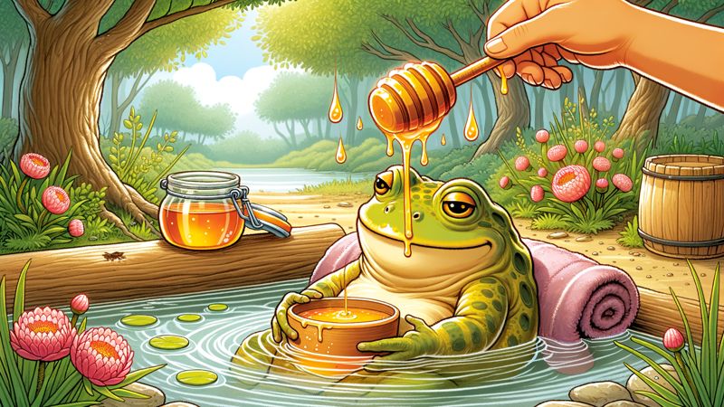 Wie hilft man einem Frosch oder Kröte mit Verstopfungen mit einem Wasser- und Honigbad