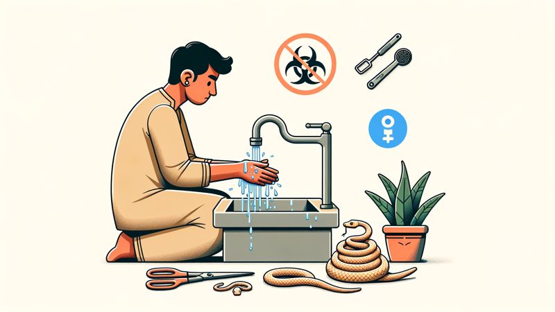 Musst du deine Hände waschen, wenn du Schlangen hantierst?